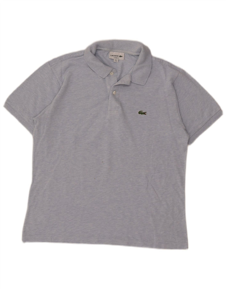 Lacoste Herren-Poloshirt mit klassischer Passform, Größe 4, mittelblau gefleckte Baumwolle