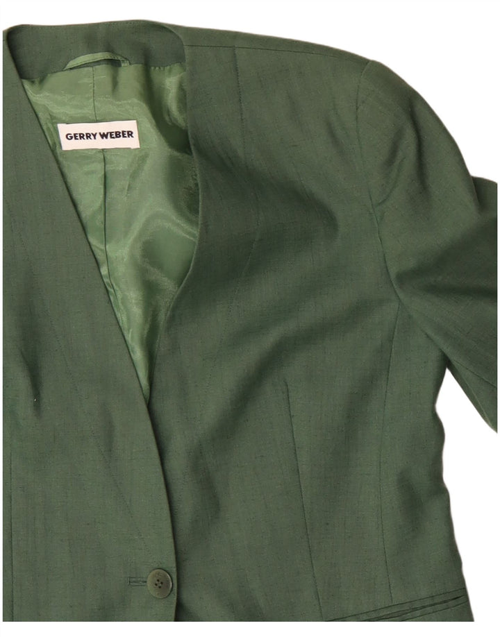 Gerry Weber Damen 1-Knopf-Blazerjacke EU 38 Mittelgrünes Leinen