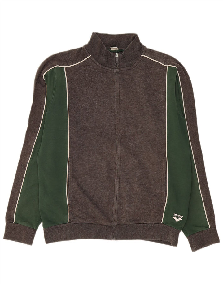Arena Herren-Trainingsanzug-Top-Jacke, große graue Colourblock-Baumwolle