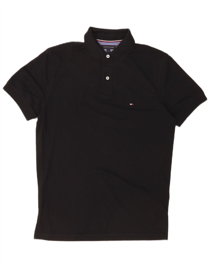 Tommy Hilfiger Herren-Poloshirt, Größe S, schwarze Baumwolle