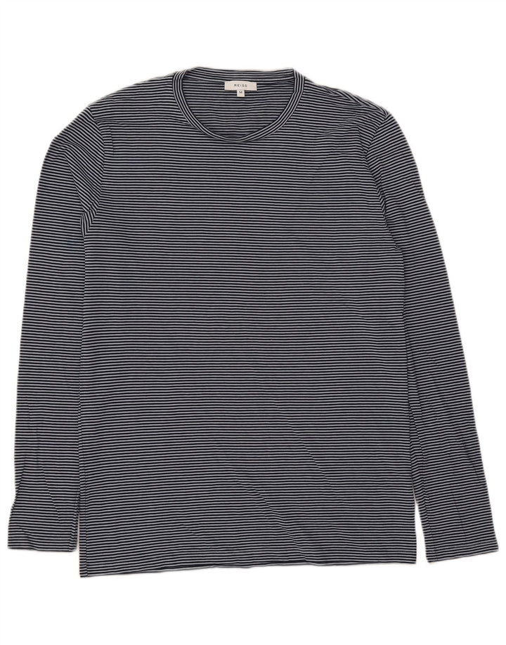 Reiss Herren-Oberteil, langärmelig, mittelmarineblau, gestreift, Baumwolle