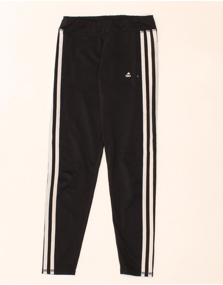 ADIDAS Girls Leggings 7-8 Years Small Black Polyester Vintage Adidas and Second-Hand Adidas from Messina Hembry 