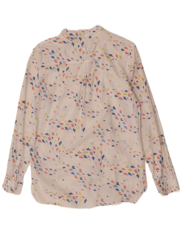 Barbour Womens Relaxed Fit Shirt UK 10 Small Weiße geometrische Baumwolle