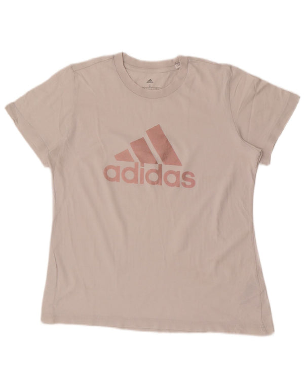 Adidas Damen Grafik T-Shirt Top UK 14 Large Weiße Baumwolle