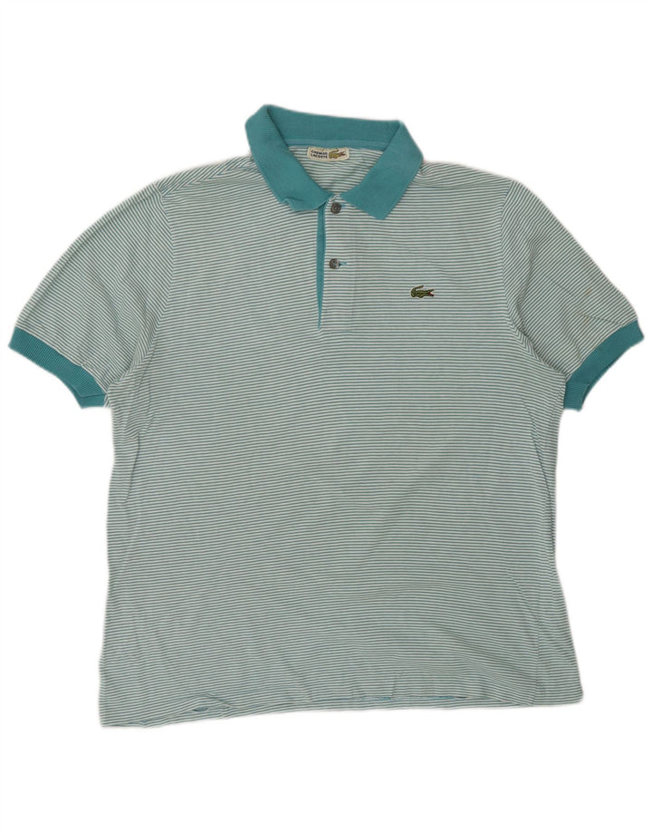 Lacoste Herren-Poloshirt aus mittelblauer, gestreifter Baumwolle