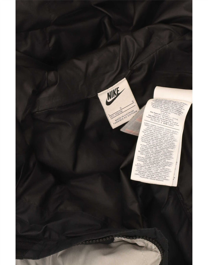 Nike Jungen-Jacke mit Kapuze, gepolstert, 12–13 Jahre, Größe L, Schwarz, Farbblock