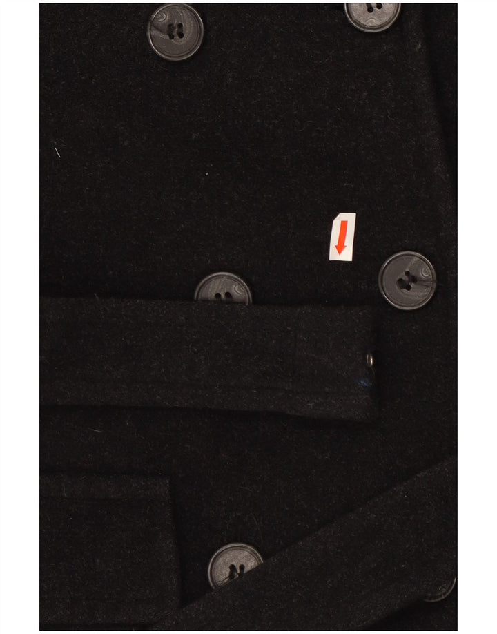 Max & Co. Übergroßer zweireihiger Damenmantel UK 10 Small Schwarze Wolle
