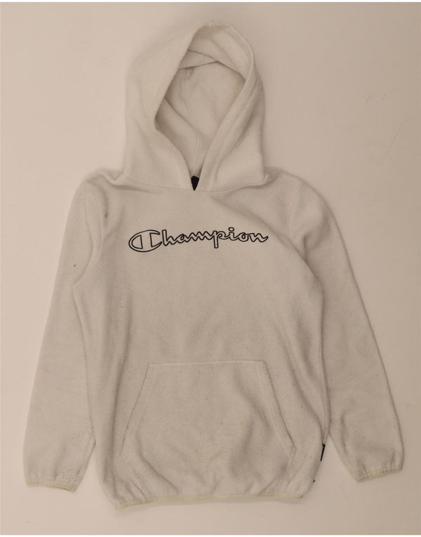 CHAMPION Jungen-Fleecepullover mit grafischer Kapuze, 11–12 Jahre, Größe L, Weiß