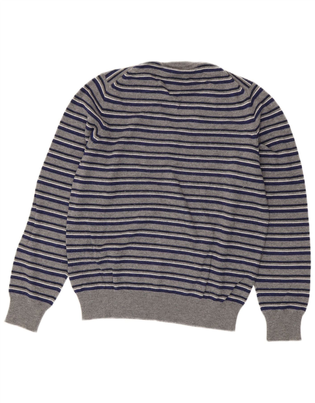Fred Perry Herren-Pullover mit V-Ausschnitt, klein, grau gestreift, Wolle