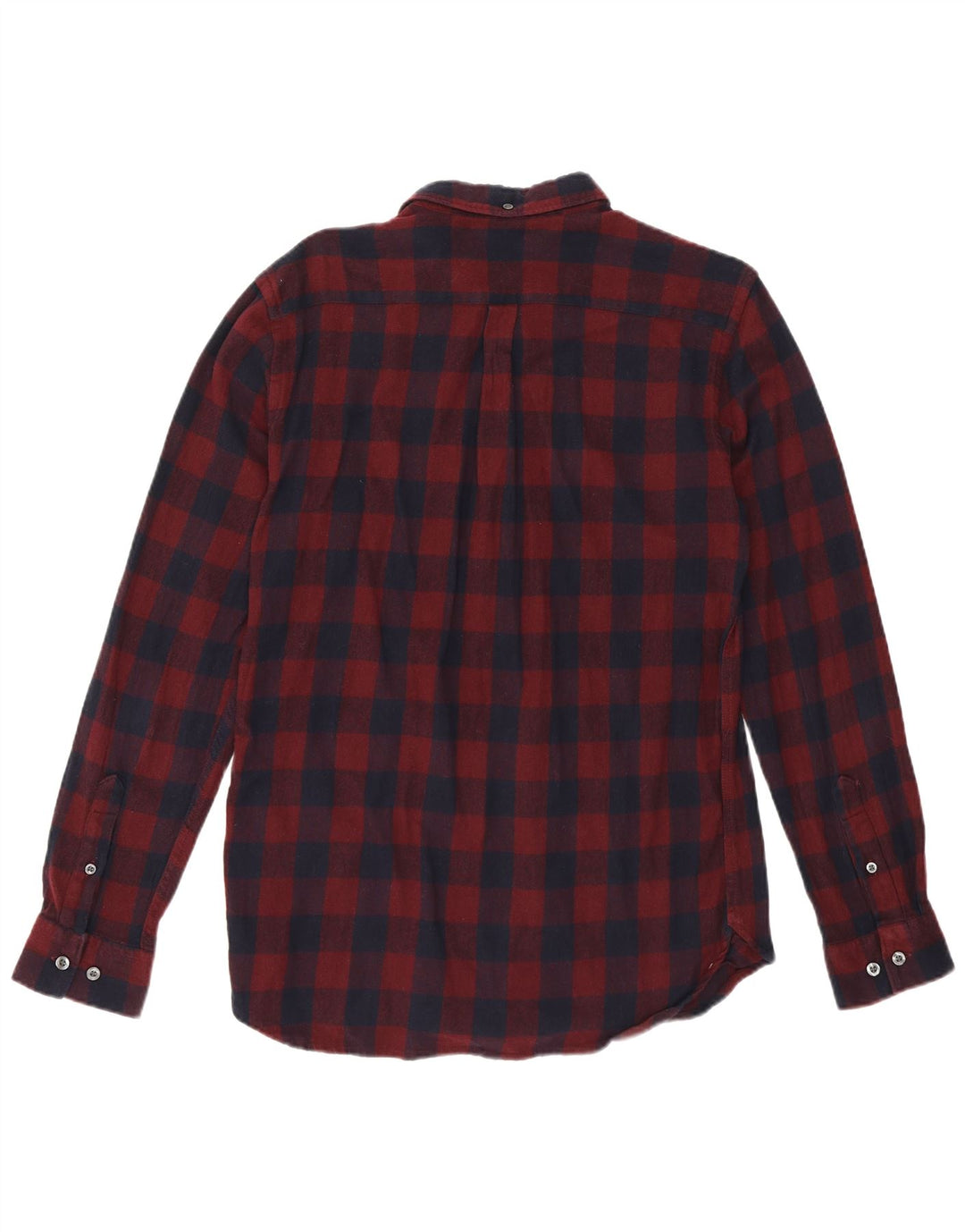 French Connection Herren-Flanellhemd, mittelgroß, Burgunderrot, Gingham-Baumwolle