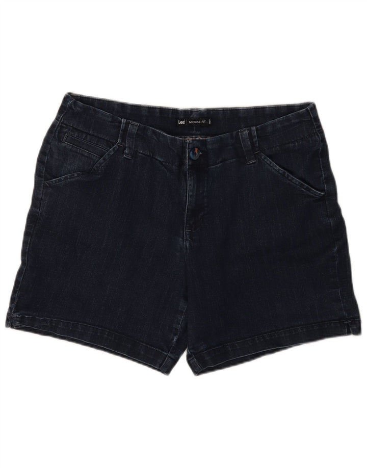 LEE Damen-Jeansshorts mit mittelhohem Bund, US 12, Größe L W34, marineblaue Baumwolle