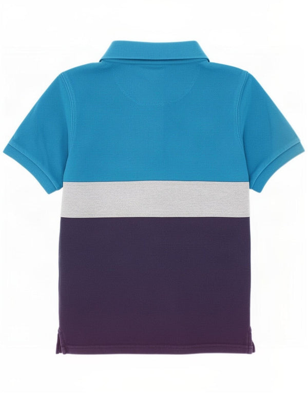 Joules Boys Graphic Polo Shirt 9-10 Years Blue Colourblock Cotton