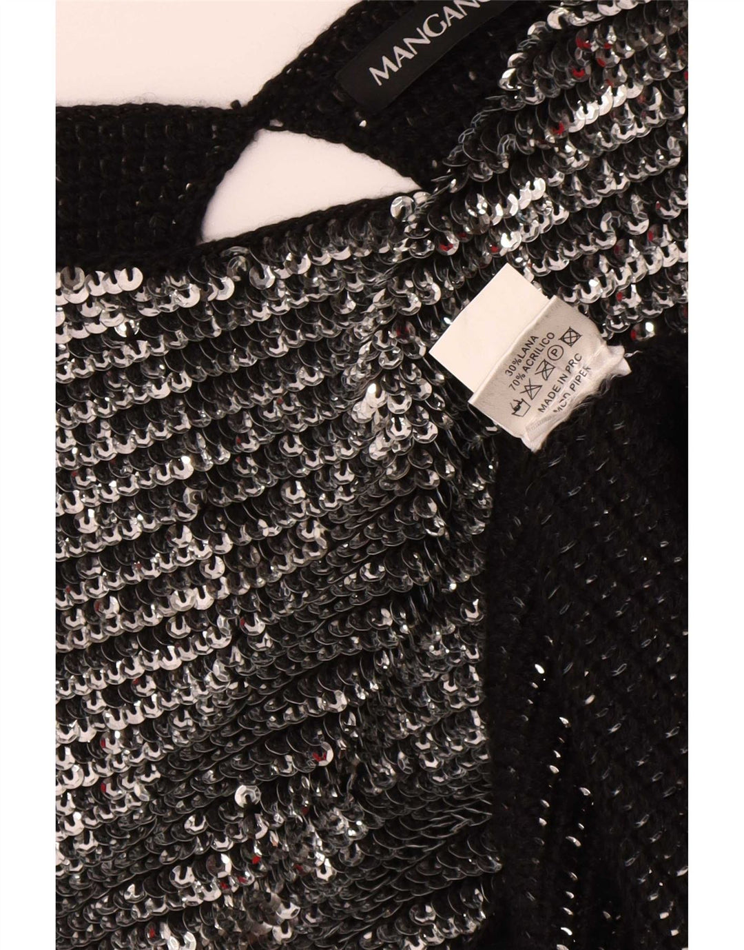 Mangano Damen Pailletten-Bodycon-Kleid UK 14 Medium Silber Wolle