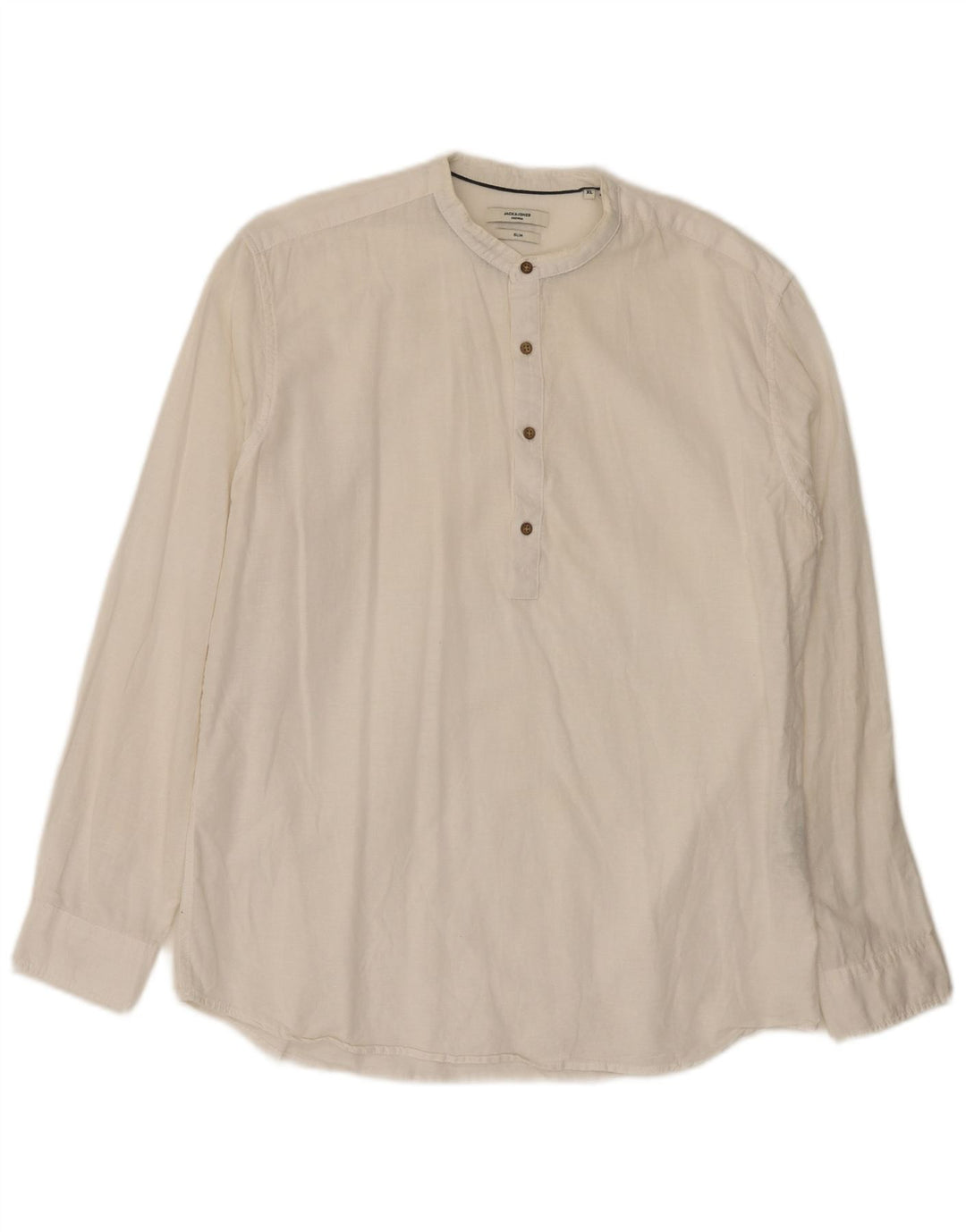 Jack & Jones Herren-Slim-Fit-Pulloverhemd XL aus weißer Baumwolle