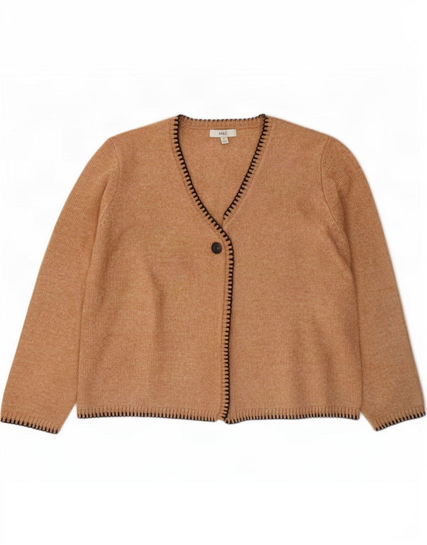 Marks & Spencer Damen-Strickjacke in Übergröße, Gr. 18, XL, braun gefleckt