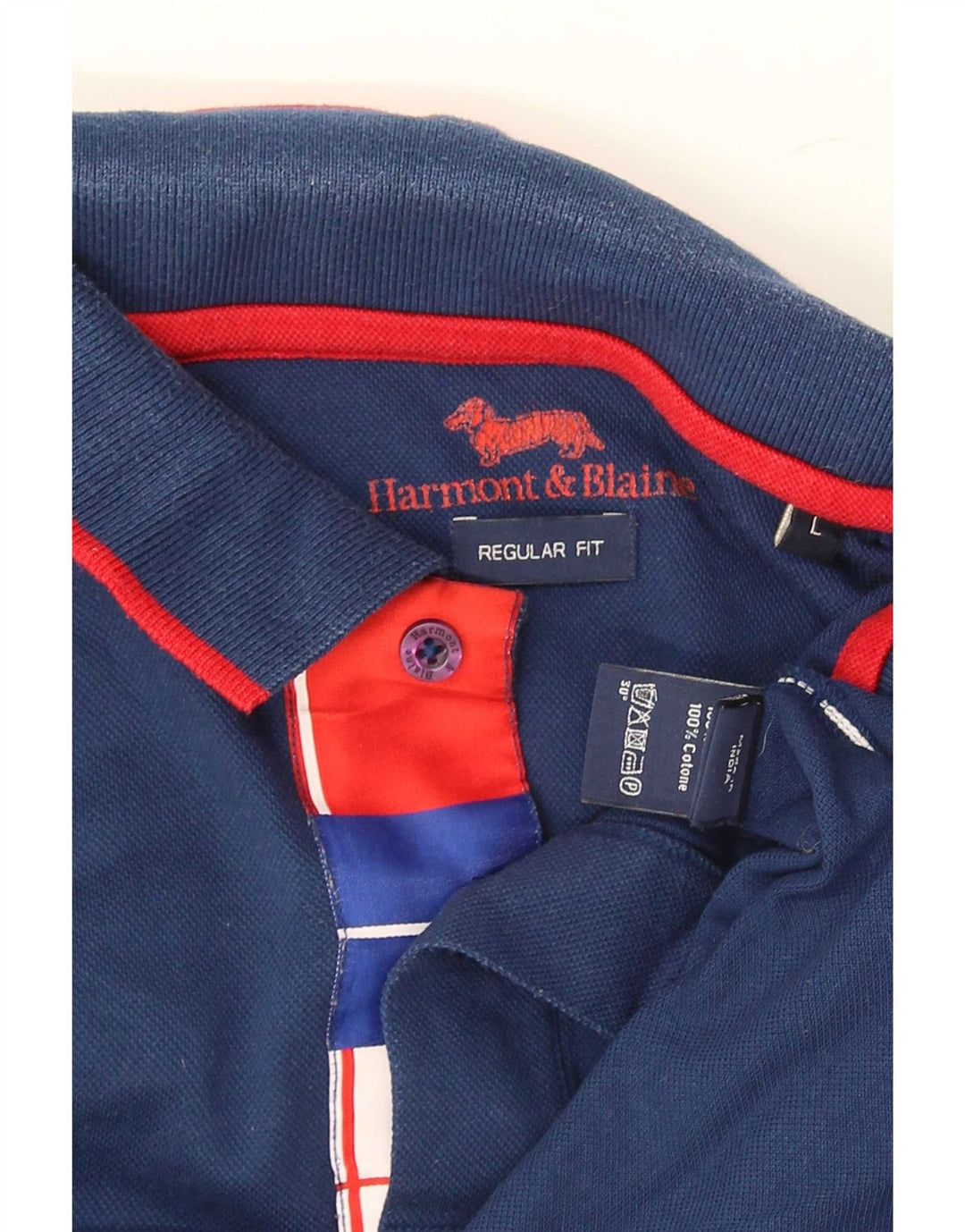 Harmont & Blaine Herren-Poloshirt mit normaler Passform, große marineblaue Baumwolle