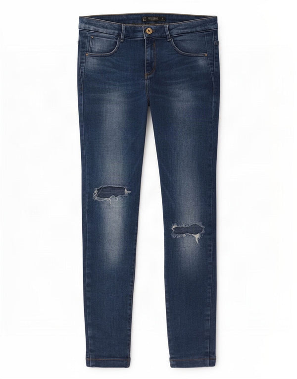 Zara Damen Trafaluc Distressed Skinny Jeans EU 40 Medium W30 L27 Blau