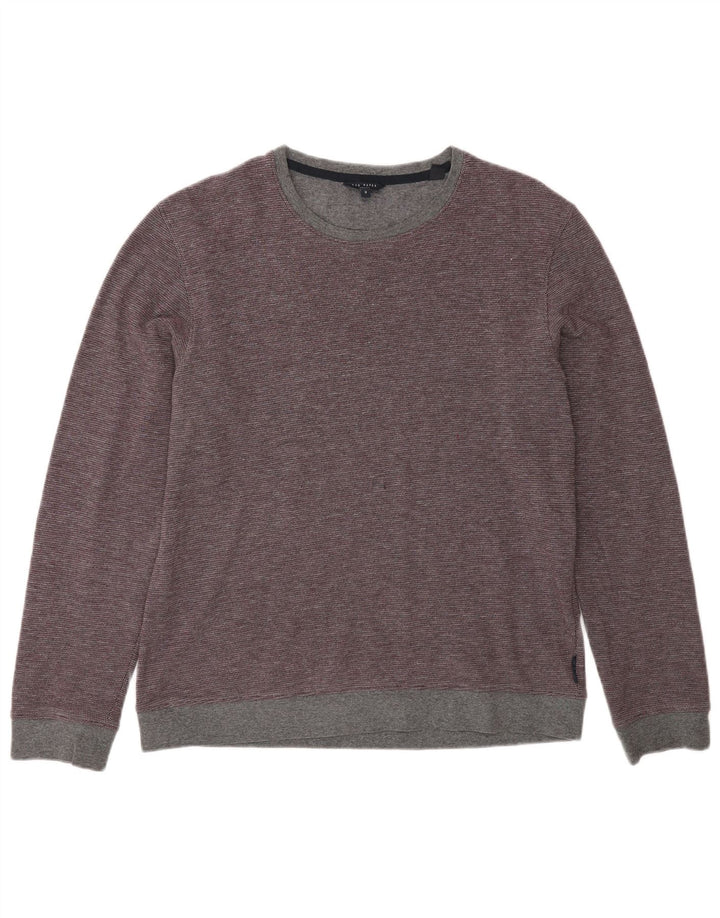 Ted Baker Herren-Pullover mit Rundhalsausschnitt, Größe 3, mittlere burgunderrote Baumwolle