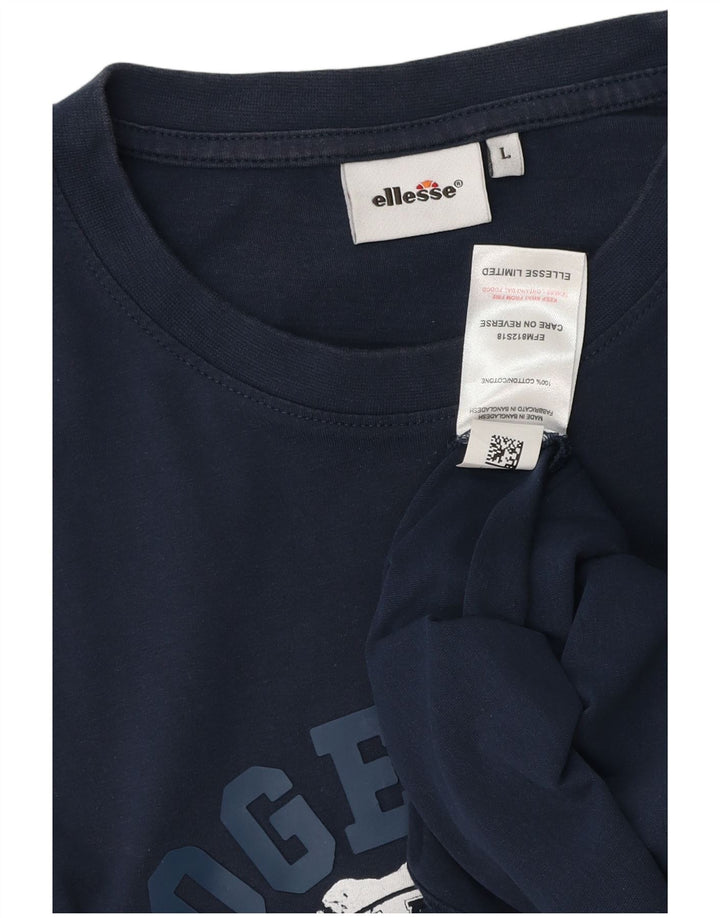 Ellesse Herren-T-Shirt mit Grafik, groß, marineblau, Baumwolle