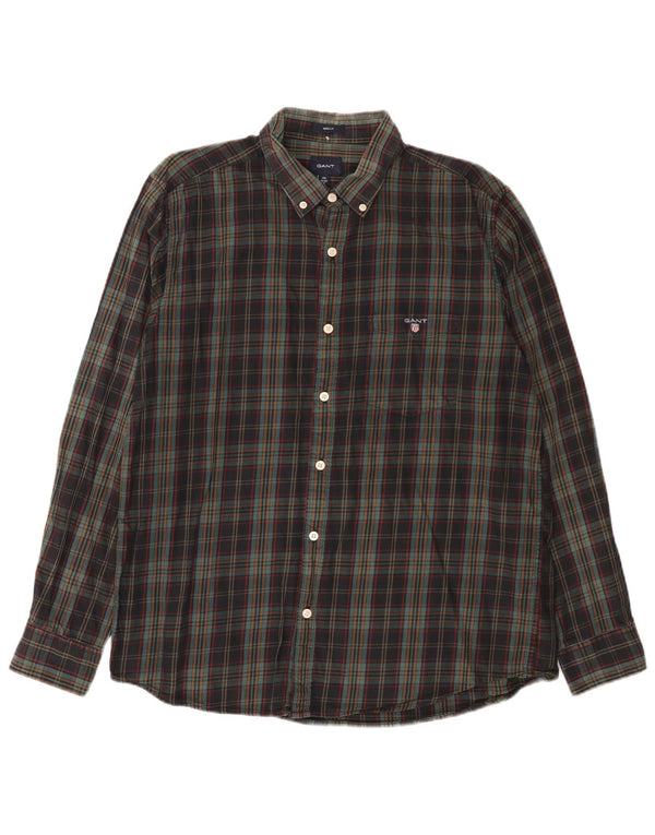 Gant Herren-Flanellhemd mit normaler Passform, Größe 42/43, 17 2XL, mehrfarbig kariert