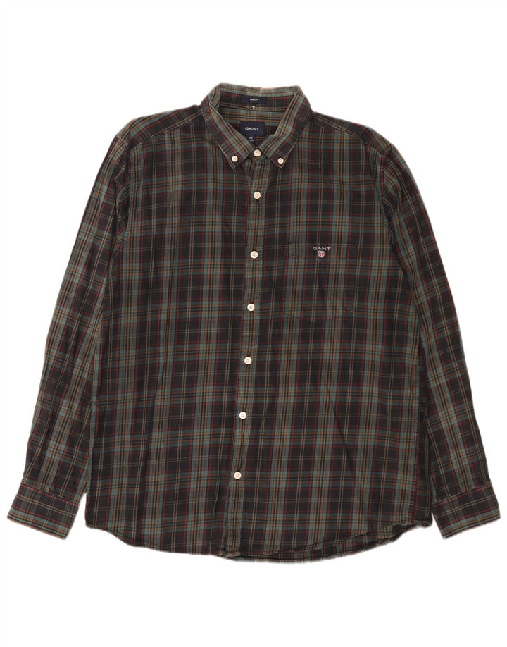 Gant Herren-Flanellhemd mit normaler Passform, Größe 42/43, 17 2XL, mehrfarbig kariert