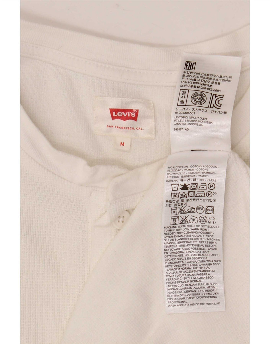 Levi's Herren-Oberteil, langärmelig, mittelweiße Baumwolle