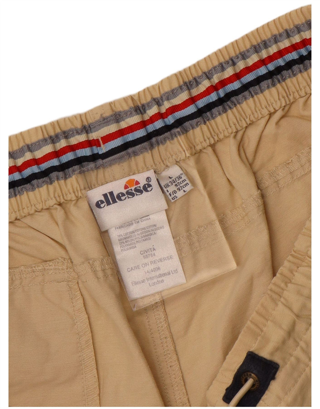 Ellesse Herren-Sportshorts, groß, beige, Colourblock-Baumwolle
