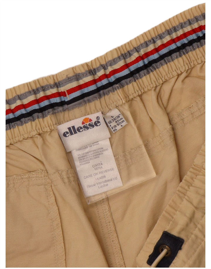 Ellesse Herren-Sportshorts, groß, beige, Colourblock-Baumwolle