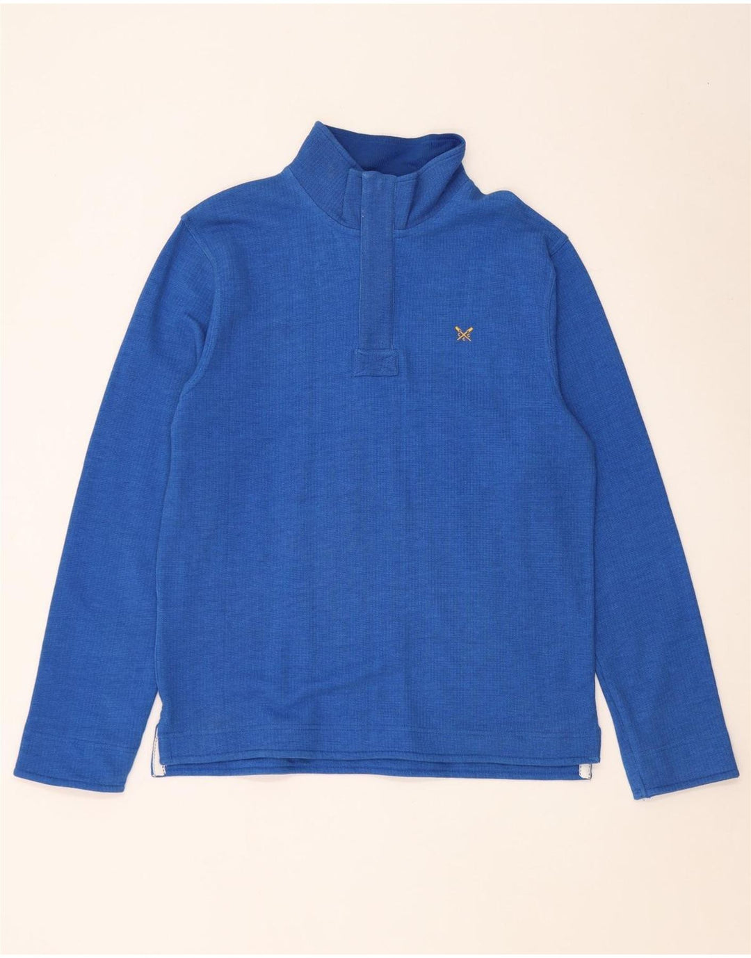 Crew Clothing Herren-Sweatshirt mit Reißverschluss am Hals, mittelblaue Baumwolle