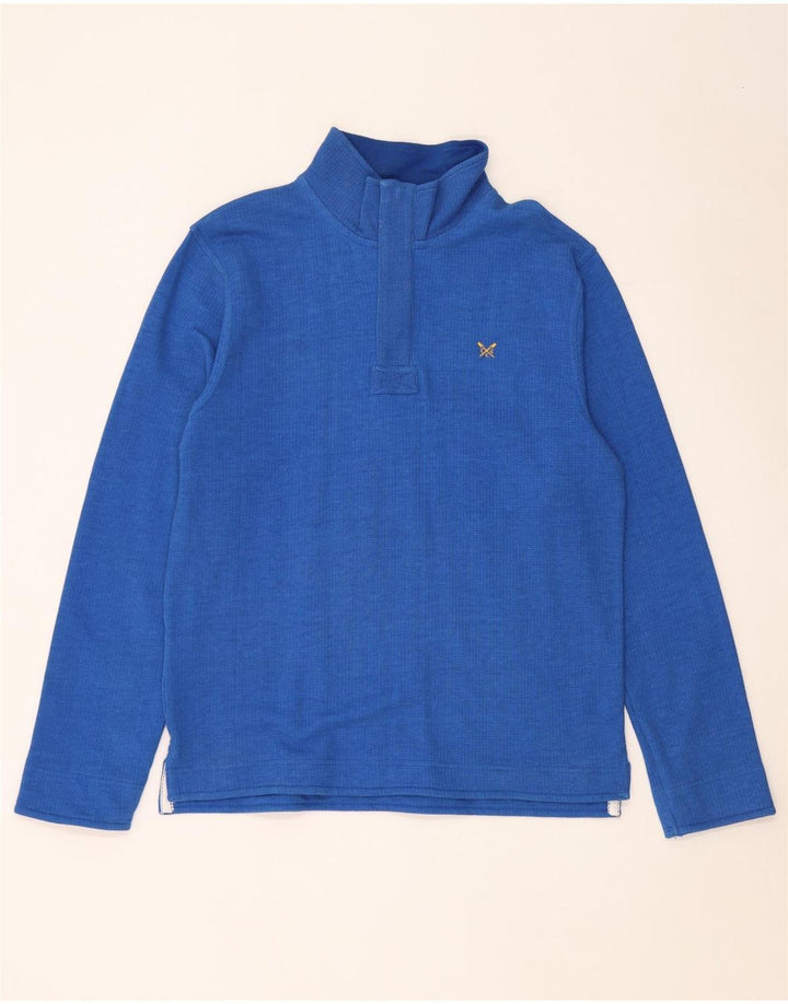 Crew Clothing Herren-Sweatshirt mit Reißverschluss am Hals, mittelblaue Baumwolle