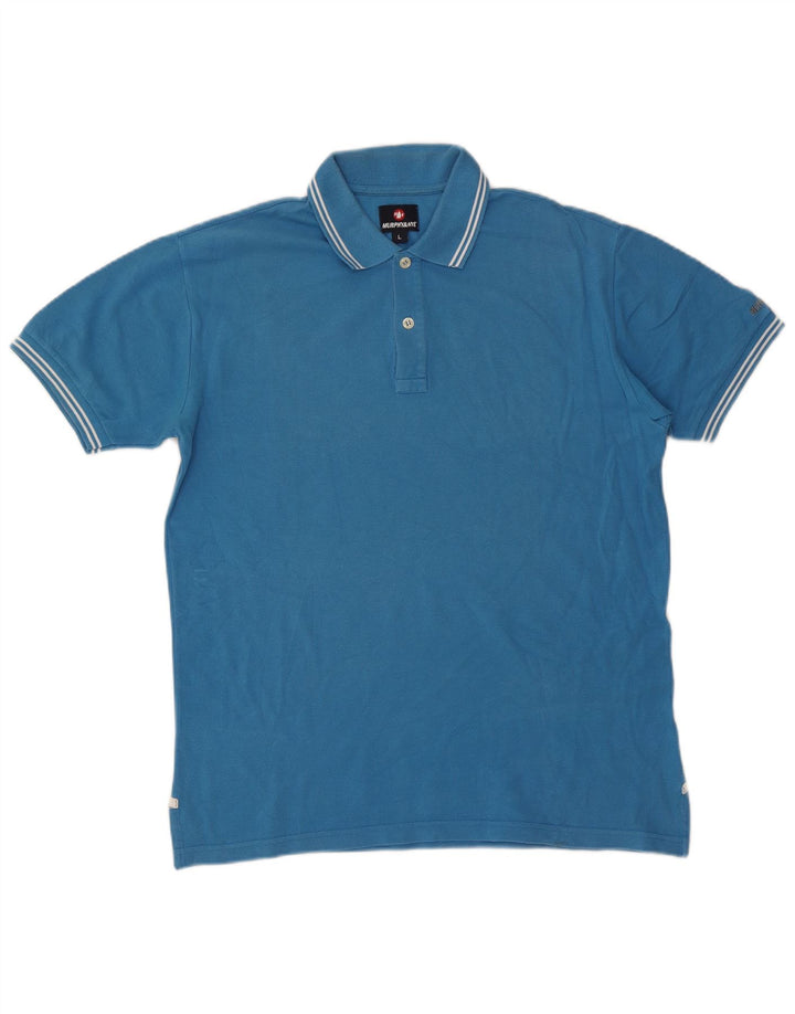 Murphy & Nye Herren-Poloshirt, große blaue Baumwolle