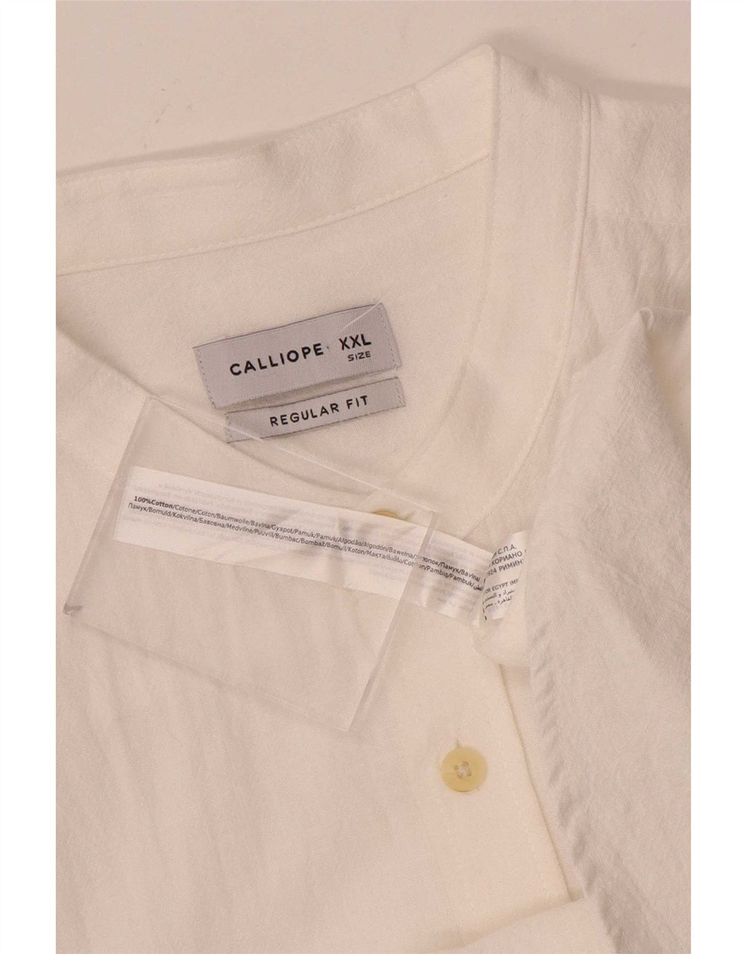 Calliope Herren-Hemd mit normaler Passform, 2XL, weiße Baumwolle