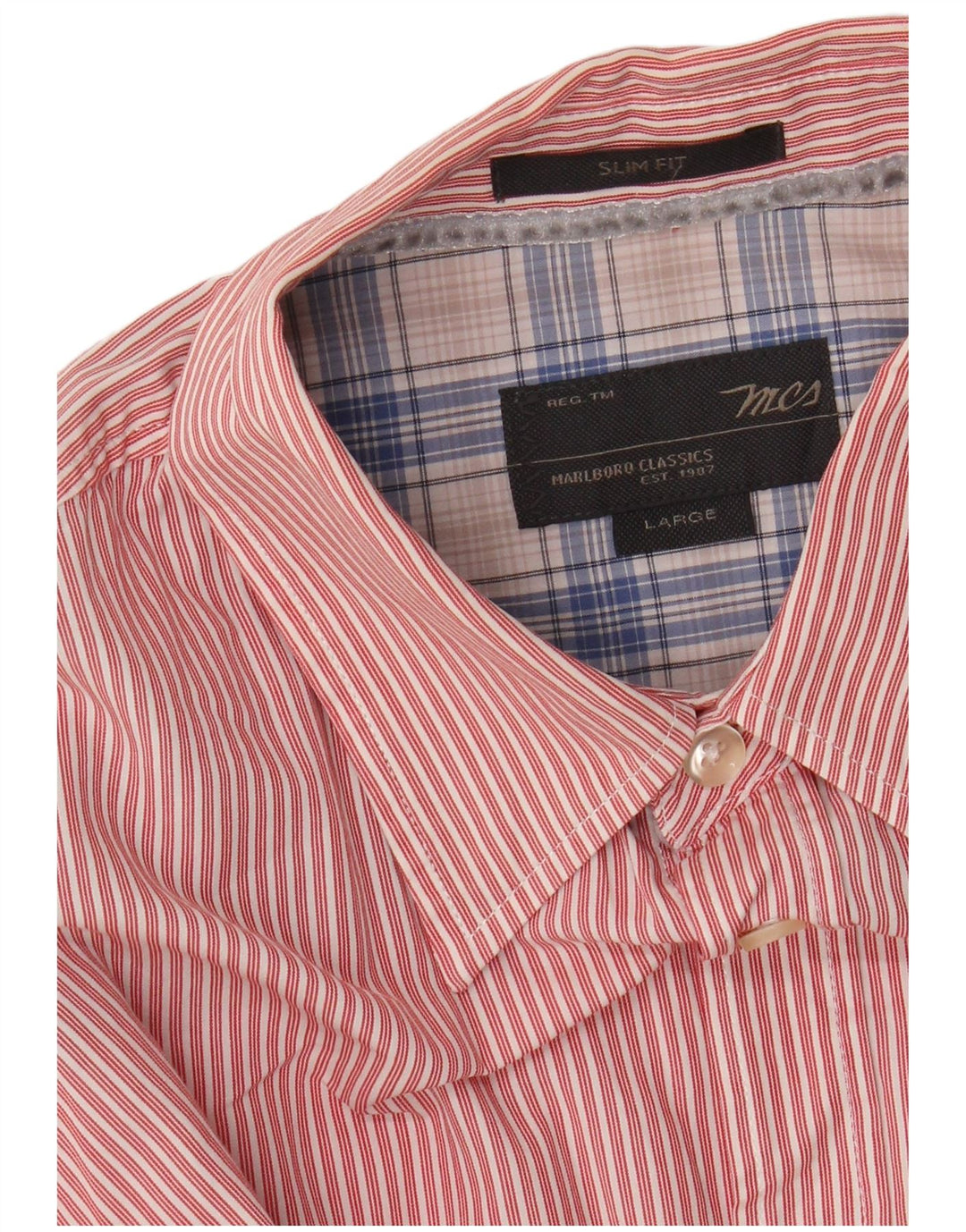 MARLBORO CLASSICS Slim-Fit-Hemd für Herren, groß, rosa Nadelstreifen