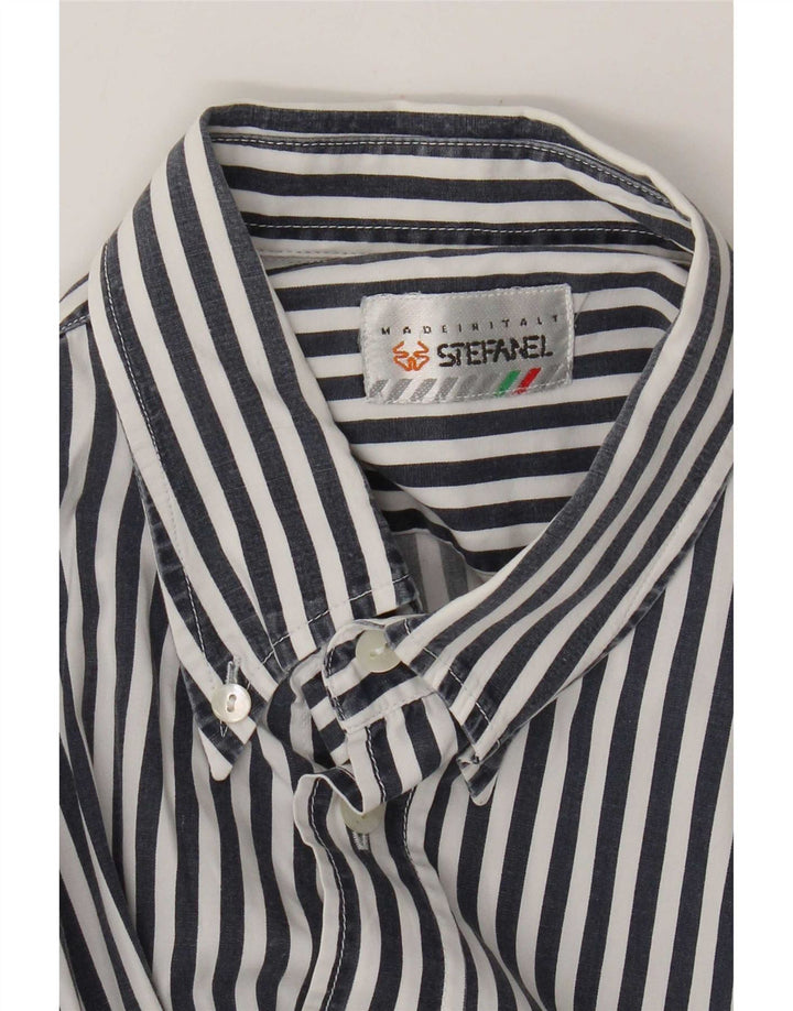 Stefanel Herrenhemd Medium Navy Blue Nadelstreifen