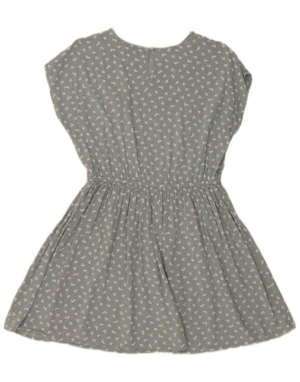 BENETTON Basic-Kleid für Mädchen, 11–12 Jahre, grün geblümt