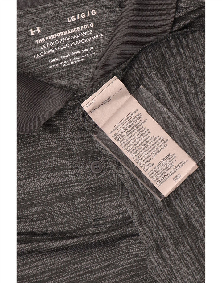 Under Armour Herren-Poloshirt, großes graues Nadelstreifen-Polyester