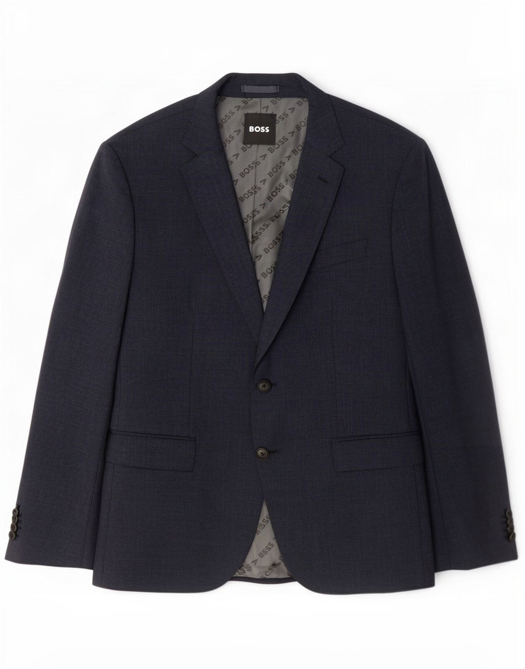 Hugo Boss Herren 2-Knopf-Blazerjacke UK 52 XL Marineblau karierte Wolle