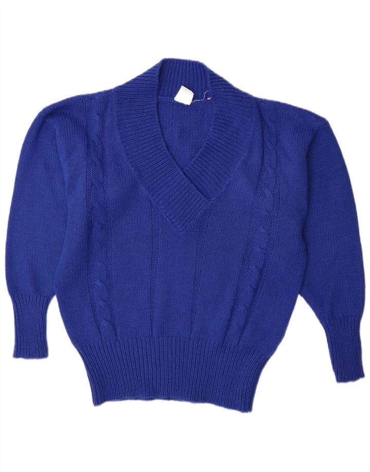 C & A Damen-Pullover mit V-Ausschnitt, EU 40/42, mittelblaues Acryl