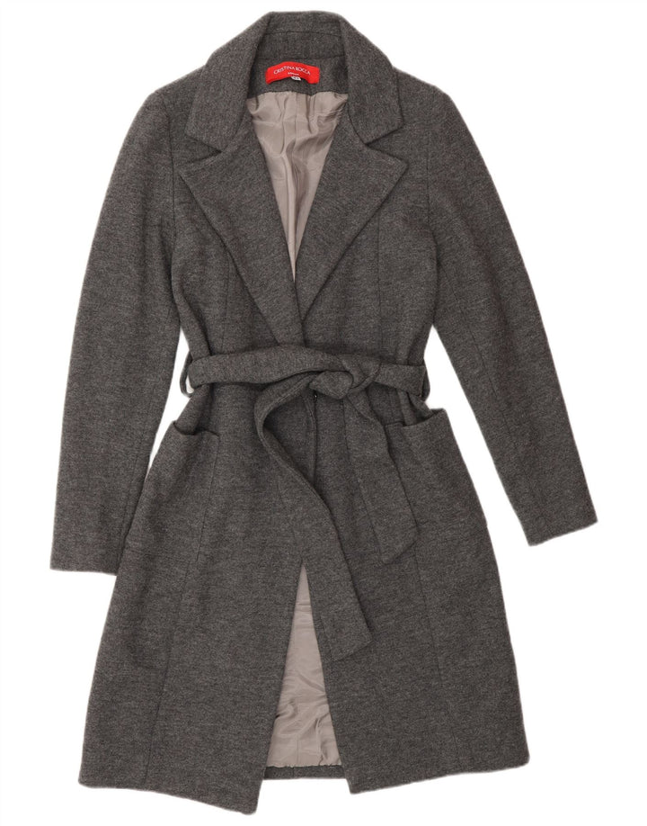 CRISTINA ROCCA Womens Overcoat IT 42 Medium Grey Wool