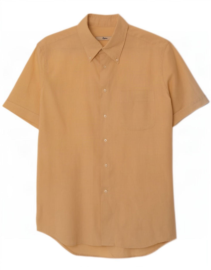 Ingram Herren Kurzarmhemd Größe 40 15 3/4 Mittelgelbes Ramie