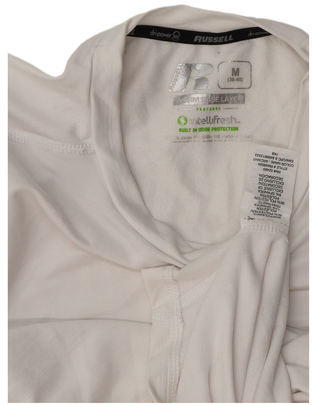 RUSSELL ATHLETIC Herren-Top, langärmelig, UK 38/40, Mittelweiß, Polyester