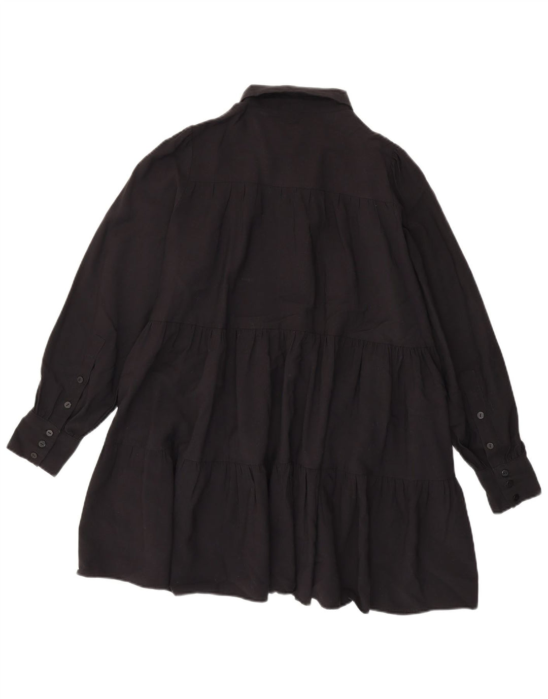 Zara Damen Maxi-Stufenkleid UK 10 Small Schwarz Viskose