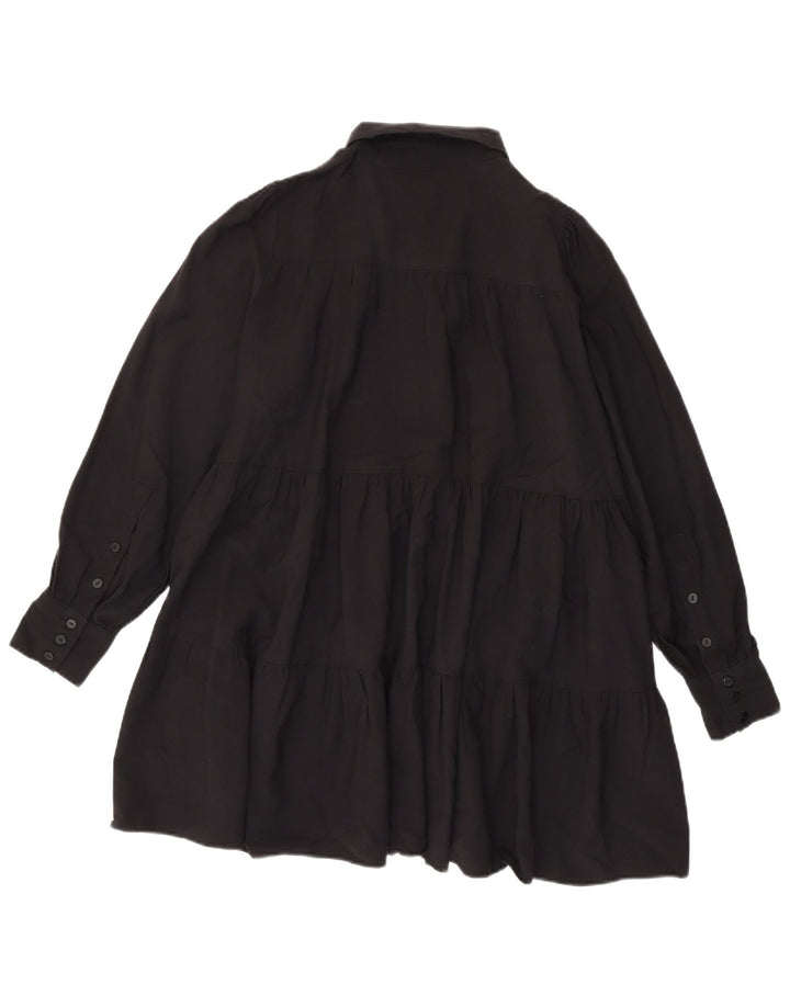 Zara Damen Maxi-Stufenkleid UK 10 Small Schwarz Viskose