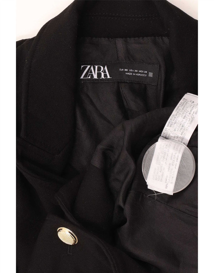 Zara Damen 2-Knopf-Blazerjacke UK 6 XS Schwarz Polyester