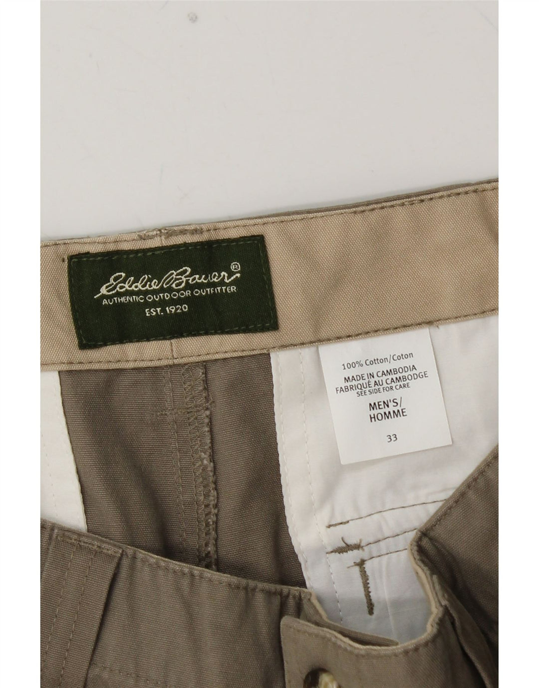 EDDIE BAUER Herren Cargoshorts W33 Medium Khaki Baumwolle