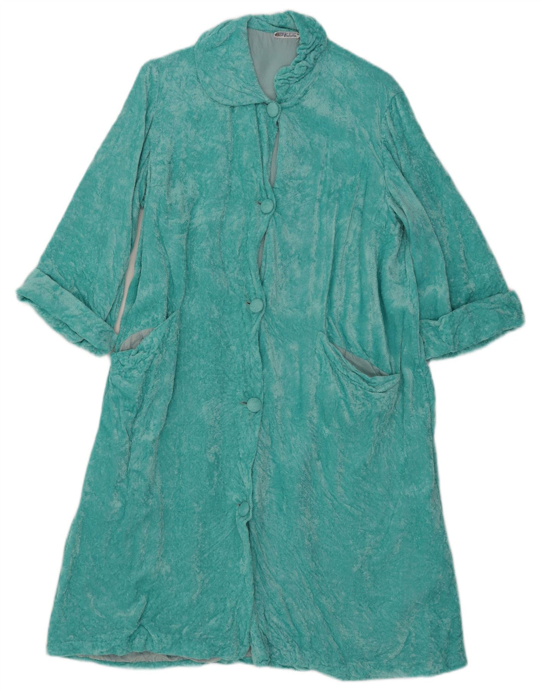 Vintage Damen Velour Robe Kleid UK 14 Mittelblau