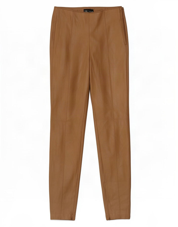 Zara Damen-Leggings aus Kunstleder, UK 14, Mittelbraun, Polyester