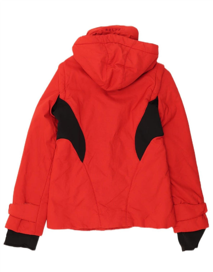 BELFE & BELFE Womens Hooded Windbreaker Jacket UK 10 Small Red Colourblock