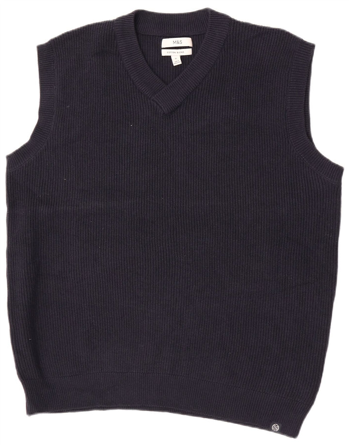 Marks & Spencer Herren Weste Tank Top XL Marineblau Polyester