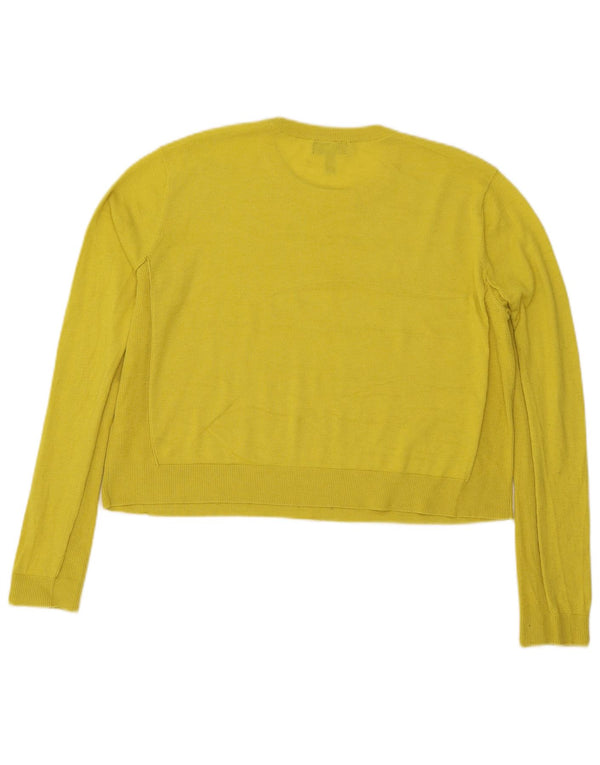 Topshop Damen Crop Crew Neck Pullover Pullover UK 16 Large Gelb Polyester